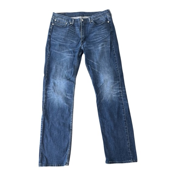 Levis 514 Jeans‎ Mens 36x34 Blue Dark Wash Cotton Straight Fit Denim - Picture 1 of 7